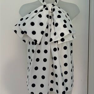 Zara Asymmetrical Ruffled Blouse White Black